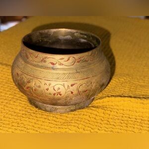 Vintage Brass Decorative Bowl Peacock Design